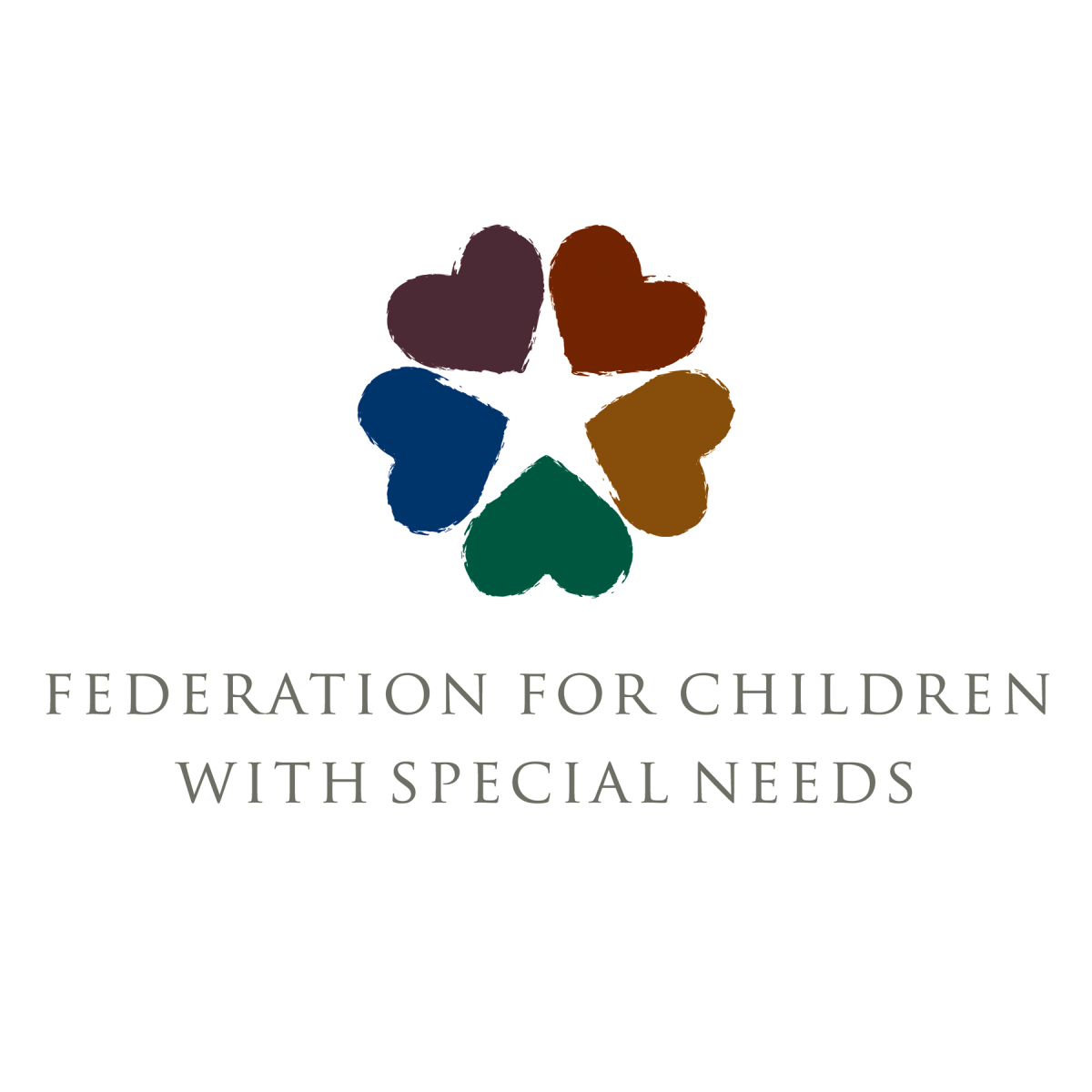 Federation for Children with Special Needs logo with the text below five hearts forming the shape of a star in the negative space.