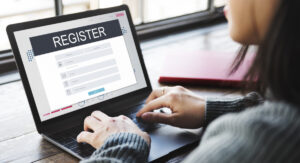 woman using an online registration form