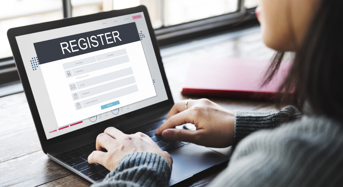 woman using an online registration form