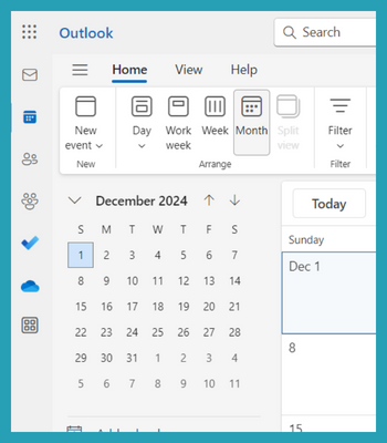 Outlook calendar screenshot