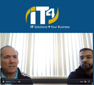 Two men talking in a video with IT4 logo