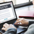 woman using an online registration form